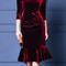 Elegant Velvet Plus Size Midi Dress With VNeck ThreeQuarter Sleeves And Ruffled Hem For Special Occ 4