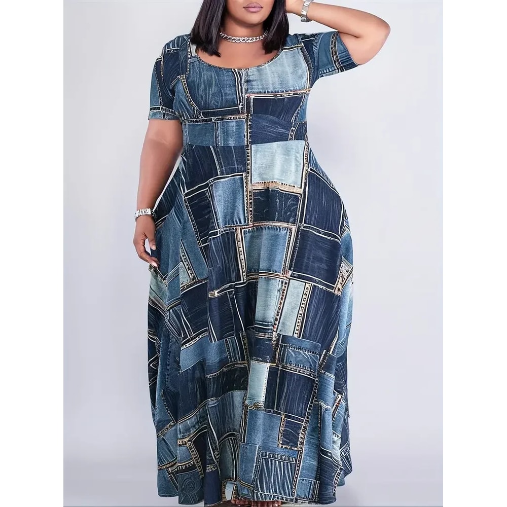 Women Popular Large Size Printed Dress With Belt Long Sleeve Womens Clothing Fashionable Long Dress 0