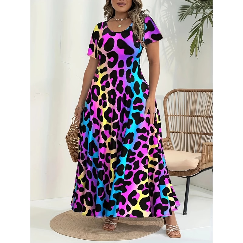 Women Popular Large Size Printed Dress With Belt Long Sleeve Womens Clothing Fashionable Long Dress 4