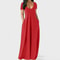 Women's Sexy Deep V Solid Color Dress, European and American Spring and Summer Long Skirt