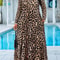 Women's Plus Size Leopard Print Maxi Dress, Long Sleeve with Pockets, Perfect for Casual Fall