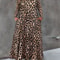 Women's Plus Size Leopard Print Maxi Dress, Long Sleeve with Pockets, Perfect for Casual Fall