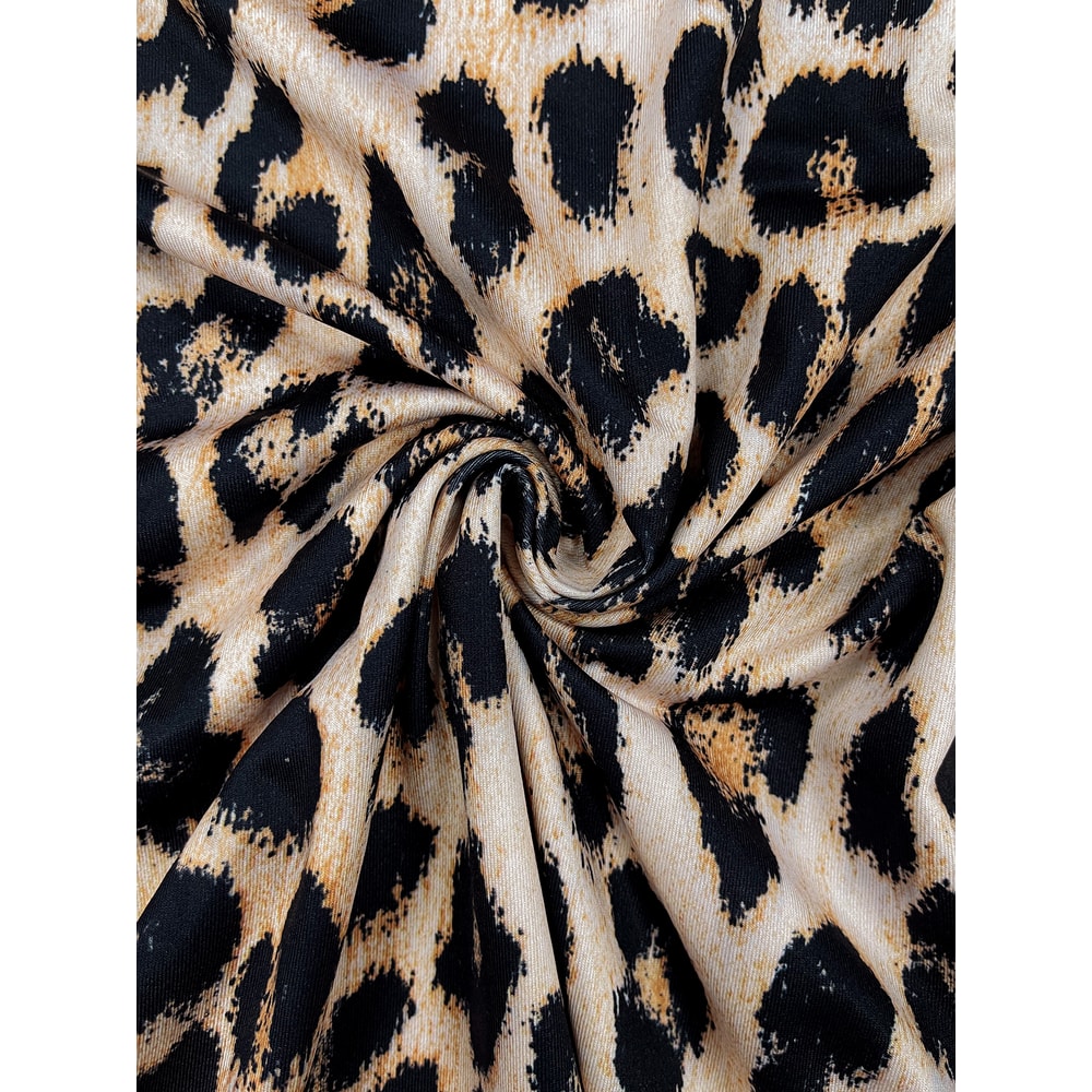 Women's Plus Size Leopard Print Maxi Dress, Long Sleeve with Pockets, Perfect for Casual Fall