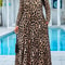 Women's Plus Size Leopard Print Maxi Dress, Long Sleeve with Pockets, Perfect for Casual Fall