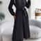 Elegant Womens Autumn Winter Vneck Buttoned Laceup Pleated Long Skirt Dress 4