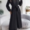Elegant Womens Autumn Winter Vneck Buttoned Laceup Pleated Long Skirt Dress 4