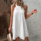 Elegant White A Line Sleeveless Dress for Women Halter Short Summer Dress