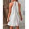 Elegant White A Line Sleeveless Dress for Women Halter Short Summer Dress