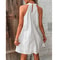 Elegant White A Line Sleeveless Dress for Women Halter Short Summer Dress