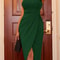 Summer Fashion New Hollow Backless Sleeveless Waist Dress Nightclub Vacation Split Solid Color Dres 2