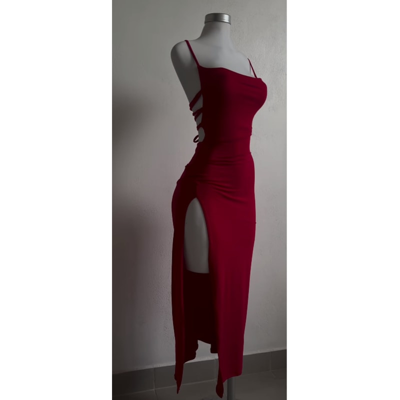 High Street Female Suspender Robes Sexy Backless Lace Up Long Dress Women Split Bodycon Party Dress 3