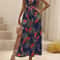 Sexy Beach Style Summer Fashion Womens Elegant Printed Bohemian Bareback Bow Split Party Dress 8