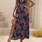 Sexy Beach Style Summer Fashion Womens Elegant Printed Bohemian Bareback Bow Split Party Dress 8
