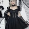Dark Lace Up Vintage Gothic Corset Dress Women Lolita Princess Dress Streetwear Partywear