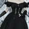 Dark Lace Up Vintage Gothic Corset Dress Women Lolita Princess Dress Streetwear Partywear