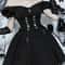 Dark Lace Up Vintage Gothic Corset Dress Women Lolita Princess Dress Streetwear Partywear