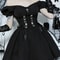 Dark Lace Up Vintage Gothic Corset Dress Women Lolita Princess Dress Streetwear Partywear