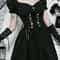 Dark Lace Up Vintage Gothic Corset Dress Women Lolita Princess Dress Streetwear Partywear