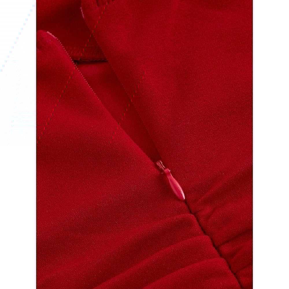 New Red Bow Halter Dress Female Autumn Spice Girl Pleated Fashion Waist Show Thin Short Skirt Trend 2