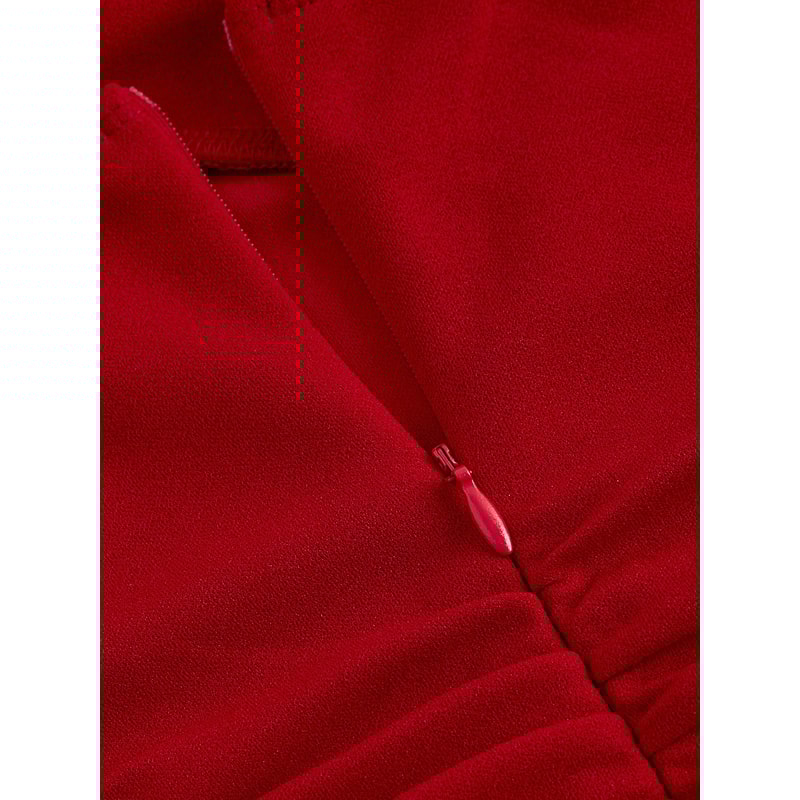 New Red Bow Halter Dress Female Autumn Spice Girl Pleated Fashion Waist Show Thin Short Skirt Trend 2