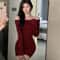 Elegant Mini Dresses, Long Sleeve Fashion, Slim Sexy Bodycon, Women Clothing for Autumn Winter