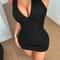 Womens Sexy VNeck Halter Neck SlimFit Textured Mini Dress 3