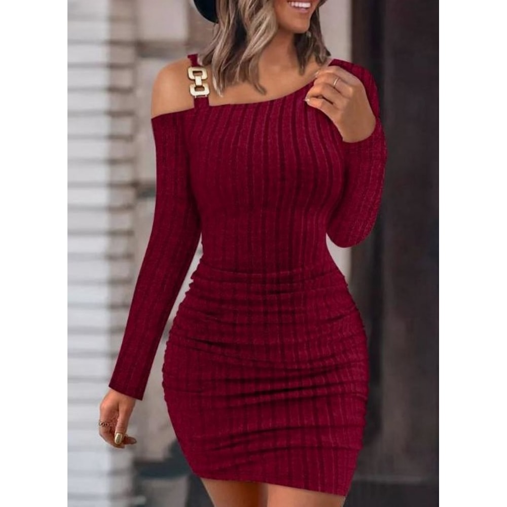 Winter Skinny Knitted Vestidaos Bodycon Dress For Women