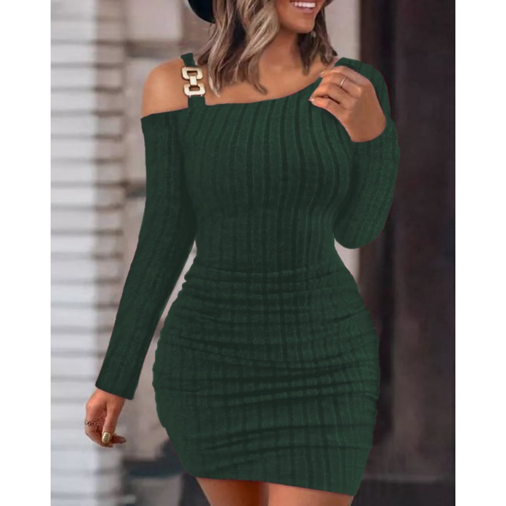 Winter Skinny Knitted Vestidaos Bodycon Dress For Women