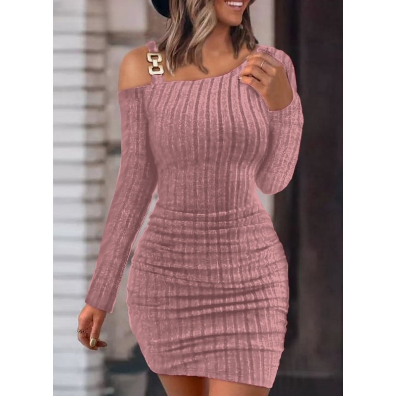 Winter Skinny Knitted Vestidaos Bodycon Dress For Women