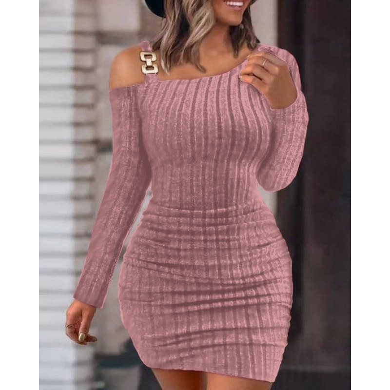 Winter Skinny Knitted Vestidaos Bodycon Dress For Women