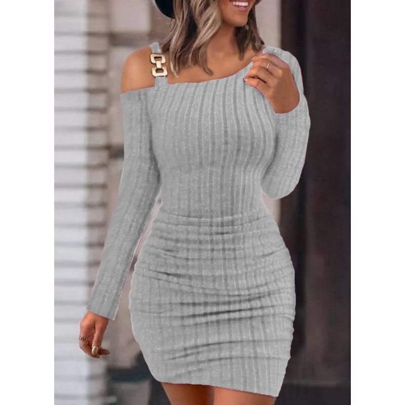 Winter Skinny Knitted Vestidaos Bodycon Dress For Women