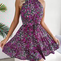 casual women summer floral print ruffle halter dress perfect for warm weather