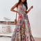 Fashionable Bohemian-Style Printed Backless Suspender Long Dress for Women, Sexy and Elegant Summer Dress, Trendy Boho