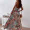 Fashionable Bohemian-Style Printed Backless Suspender Long Dress for Women, Sexy and Elegant Summer Dress, Trendy Boho