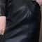 Women Spring Autumn Retro Black Faux Leather Mini Dress Puff Sleeve Square Neck Sheath Dress 2