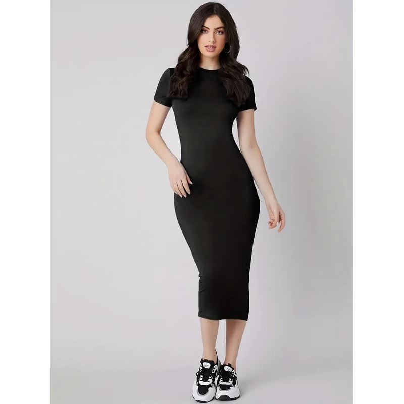 Womens Sexy Slim Fit Dress With Colored Lipprint Letter Print Round Neck Short Sleeve For Spring An 4