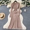 Luxury Office Lady Fashion Aesthetic Patchwork Knitted Maxi Dress Autumn Winter Sweater Shirt Dress 5