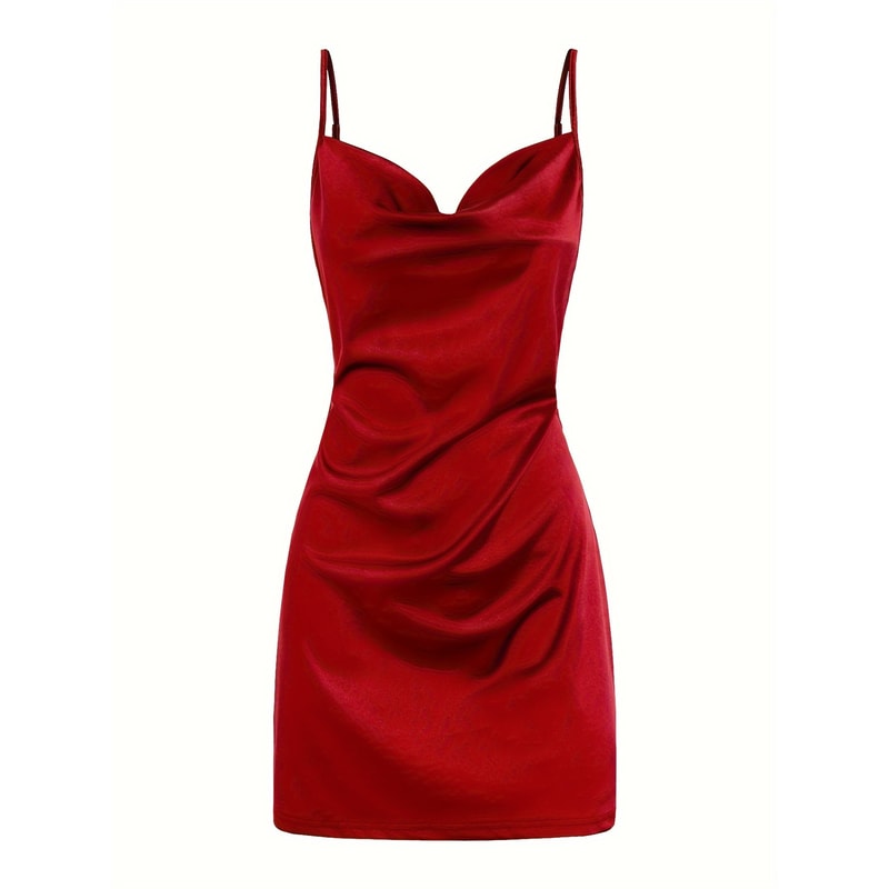 Voom Satin Hip Suspender Dress Womens Dress For Parties Elegant Satin Dress For Evening Wear Sexy A
