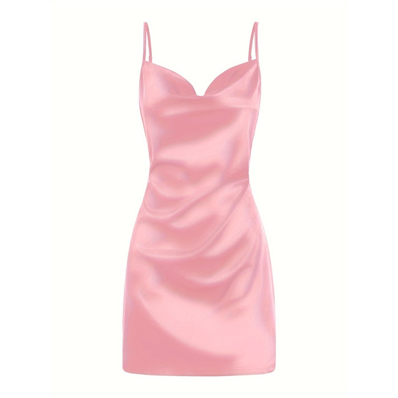 Voom Satin Hip Suspender Dress Womens Dress For Parties Elegant Satin Dress For Evening Wear Sexy A