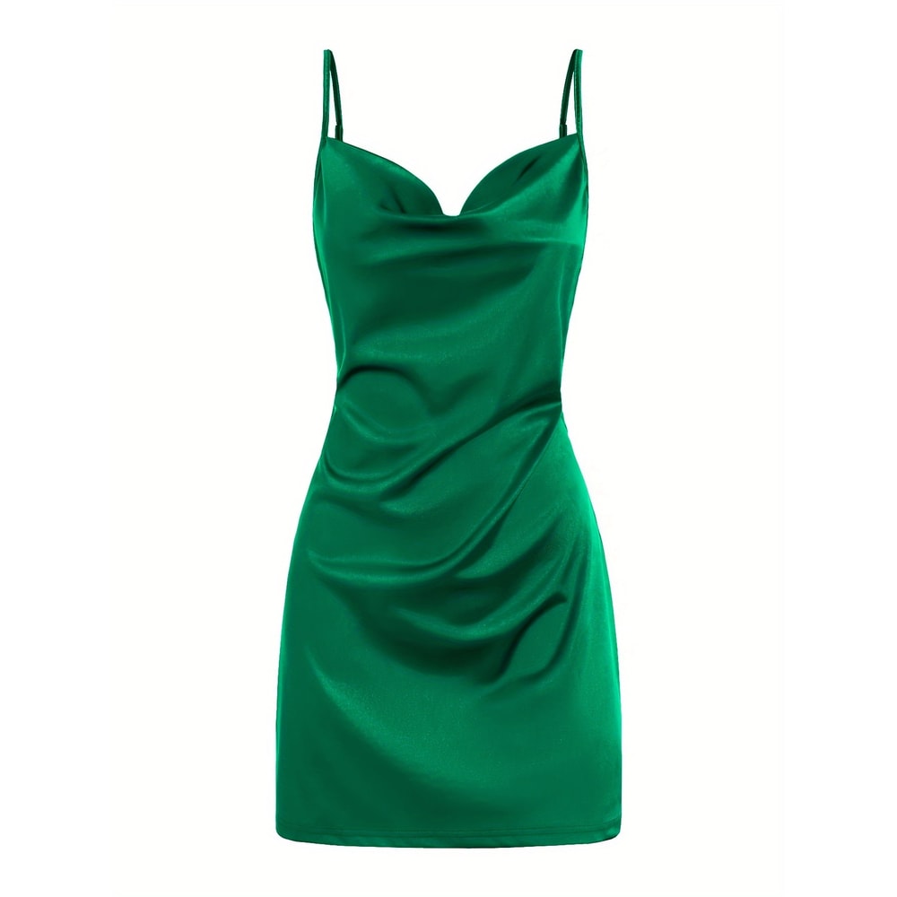 Voom Satin Hip Suspender Dress Womens Dress For Parties Elegant Satin Dress For Evening Wear Sexy A