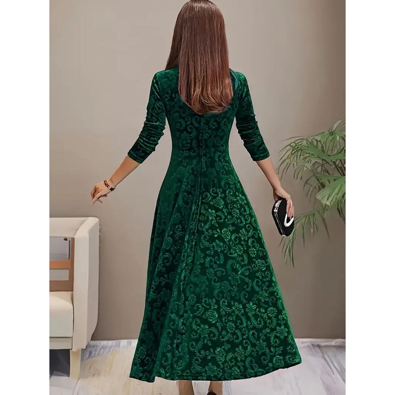 Elegant Plus Size Womens Bohemian Long Sleeve Dress In Korean Fleece Fabric 3