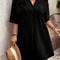 Casual Loose Womens Shirt Dress With ButtonUp Collar Short Sleeve Straight Cut Outdoor Commute Dres 3
