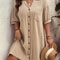 Casual Loose Womens Shirt Dress With ButtonUp Collar Short Sleeve Straight Cut Outdoor Commute Dres 2