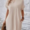 Women Plain Pocket Batwing Sleeve Tee Dress, Summer Dresses, Casual Round Neck Roll Up Sleeve Dress for Women Versatile