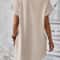 Women's Plain Pocket Batwing Sleeve Tee Dress, Summer Dresses, Casual Round Neck Roll Up Sleeve Dress for Women