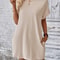 Women Plain Pocket Batwing Sleeve Tee Dress, Summer Dresses, Casual Round Neck Roll Up Sleeve Dress for Women Versatile