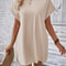 Women Plain Pocket Batwing Sleeve Tee Dress, Summer Dresses, Casual Round Neck Roll Up Sleeve Dress for Women Versatile
