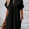 Women Plain Pocket Batwing Sleeve Tee Dress, Summer Dresses, Casual Round Neck Roll Up Sleeve Dress for Women Versatile