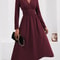 Waist Shirring Bodycon Long Maxi Dress with Fall Winter Overlap V-Neck Design