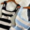 Stripe Summer Elastic Split Bodycon Dress, Sexy Beach Vacation Sundress, Women Casual Slim Pencil, Maxi Long Dress, Warm